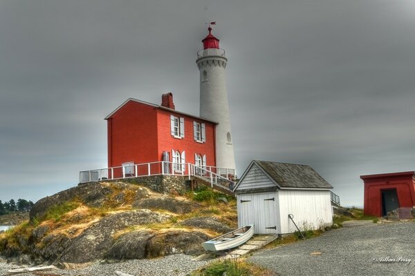 Haus in Amerika mit Leuchtturm im Freien