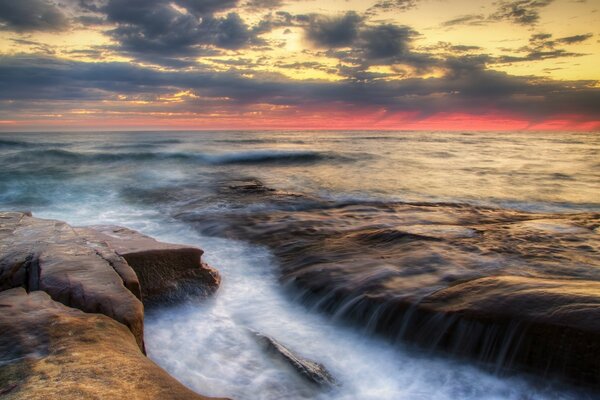 Beautiful sea. Yellow sunset