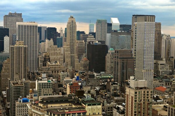 The center of a huge metropolis with skyscrapers