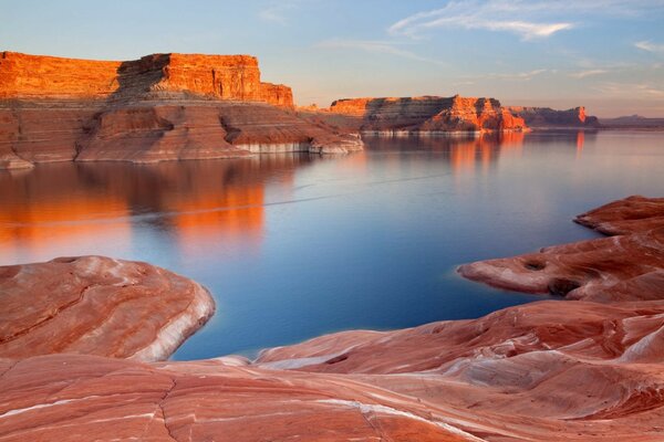 Water surface among sandstone