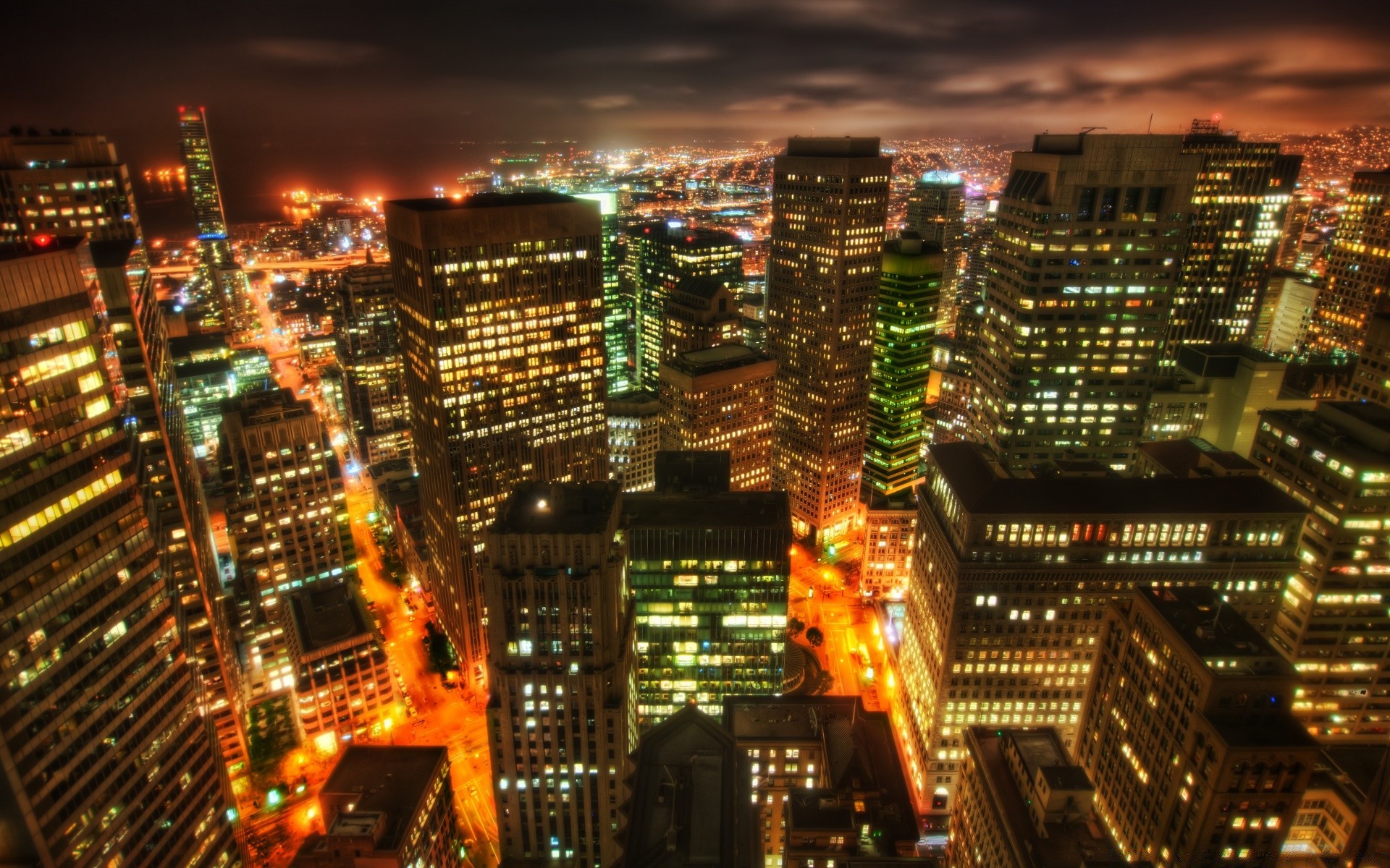 america city downtown cityscape skyscraper dusk skyline urban architecture evening building travel business illuminated office traffic modern tall tower bridge light