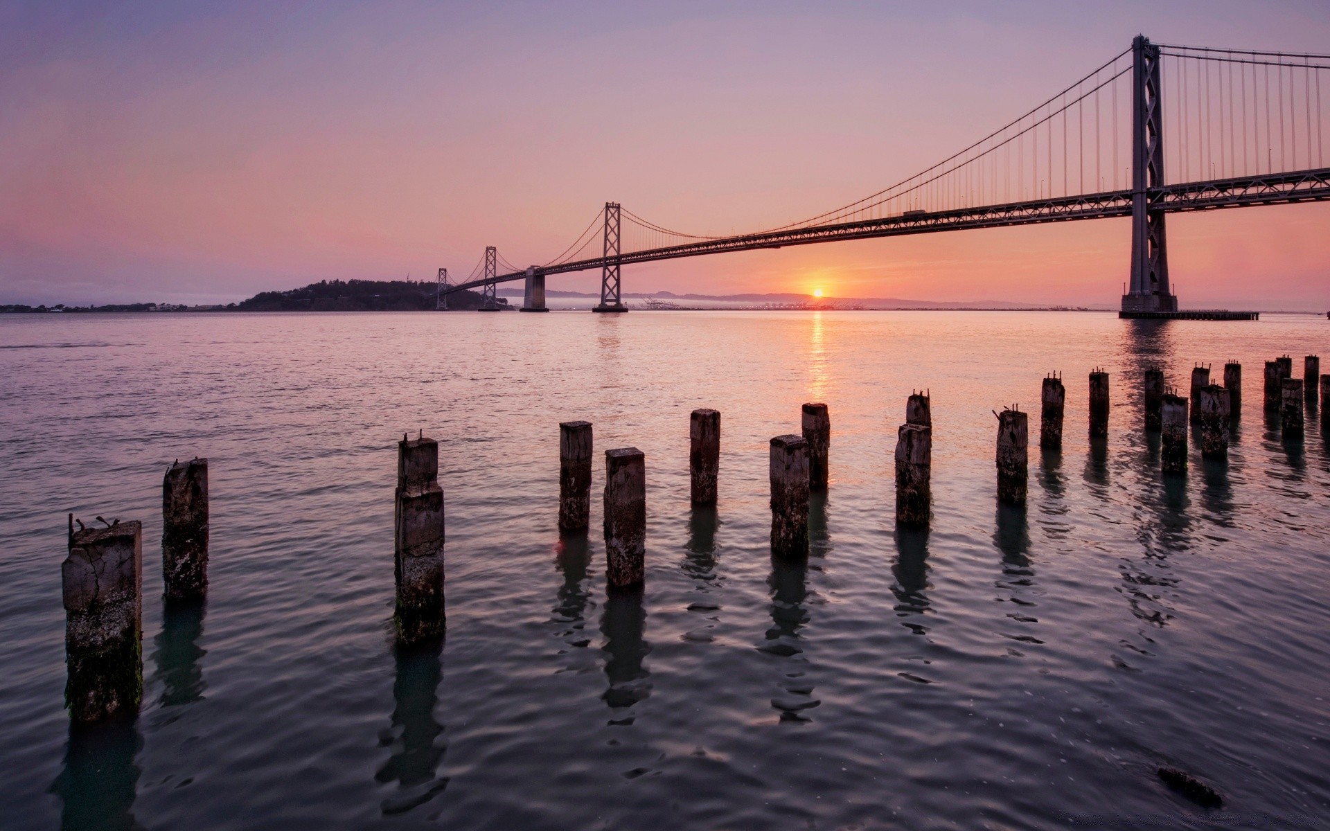 amérique eau coucher de soleil pont aube réflexion crépuscule soir voyage rivière architecture jetée ciel mer ville océan pont suspendu soleil paysage