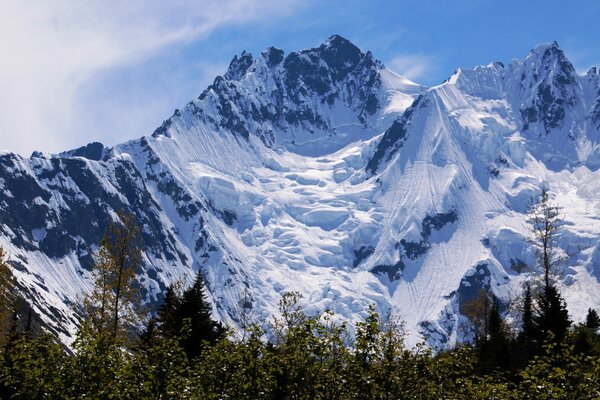 Montañas nevadas inclinadas