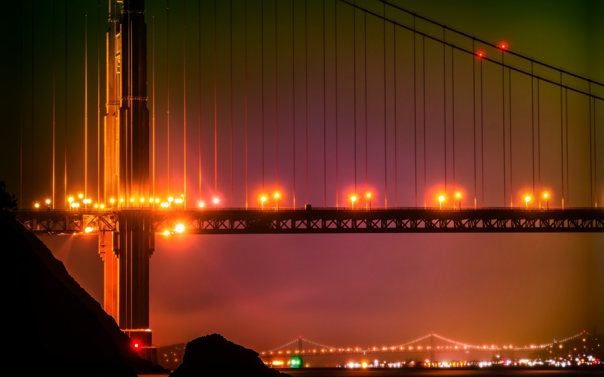 america sky light sunset evening dusk bridge city architecture