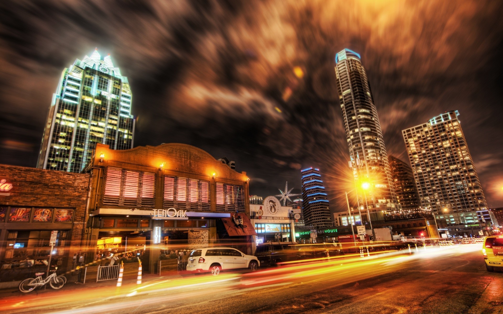 américa cidade crepúsculo arranha-céu centro da cidade noite viagem casa arquitetura urbano tráfego estrada rua iluminado sistema de transporte cidade ônibus luz carro borrão ponte