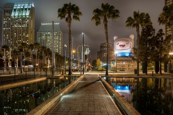 Hermosa ciudad nocturna americana