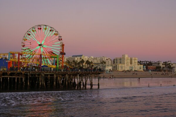 Ferris wheel on a sandy beach