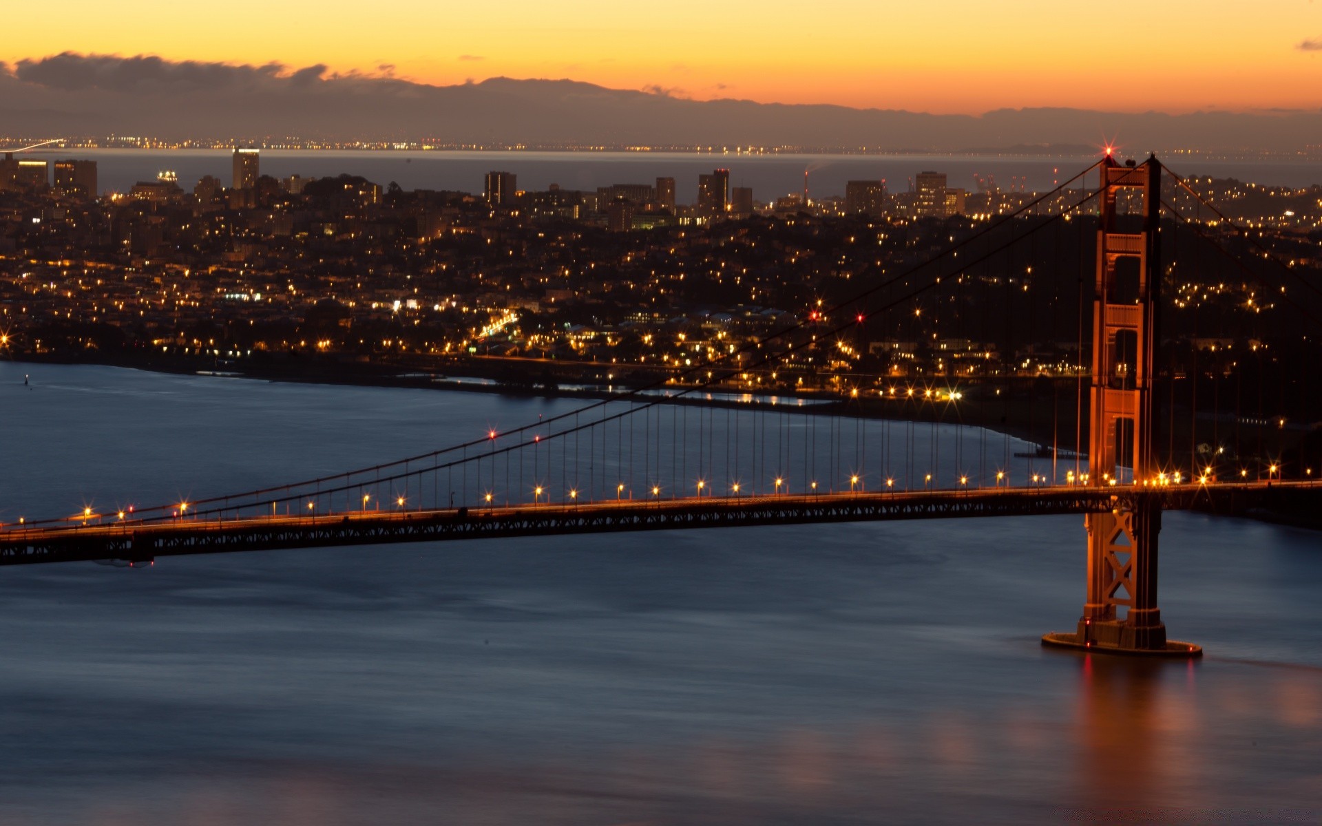 américa puente ciudad agua puesta del sol viajes río puente colgante noche sistema de transporte arquitectura crepúsculo ciudad reflexión luz urbano centro de la ciudad casa calle cielo