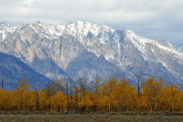 An extraordinary landscape. The mountains are already covered in snow