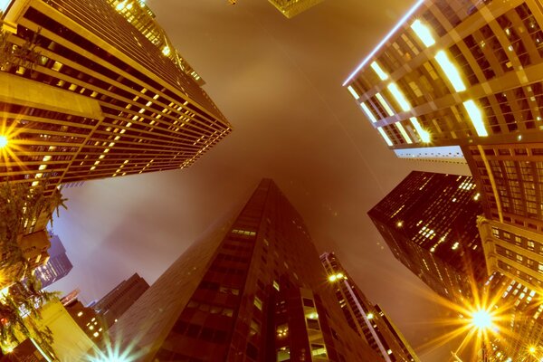 The gloomy sky over the skyscrapers of America