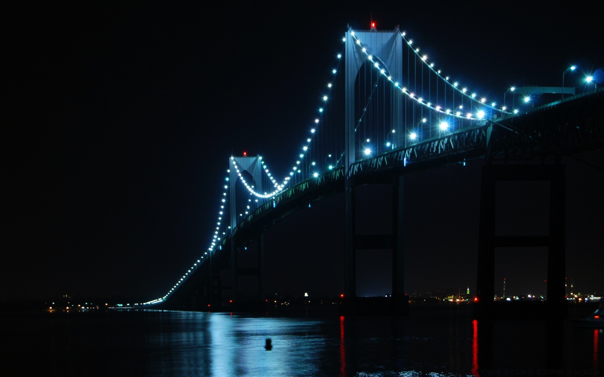 amerika brücke hängebrücke architektur stadt licht wasser am abend verbindung fluss reisen transportsystem städtisch haus verkehr