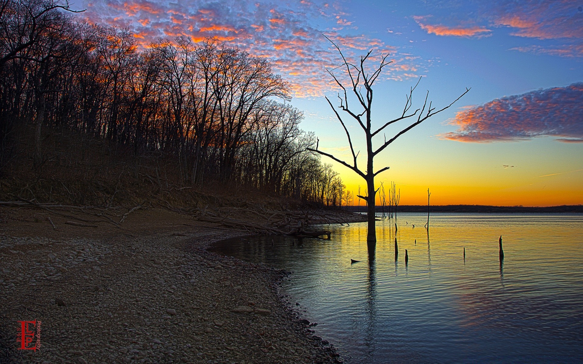 america sunset dawn water landscape dusk evening nature sky tree reflection outdoors sun fair weather