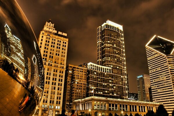 Glowing houses of the metropolis at night