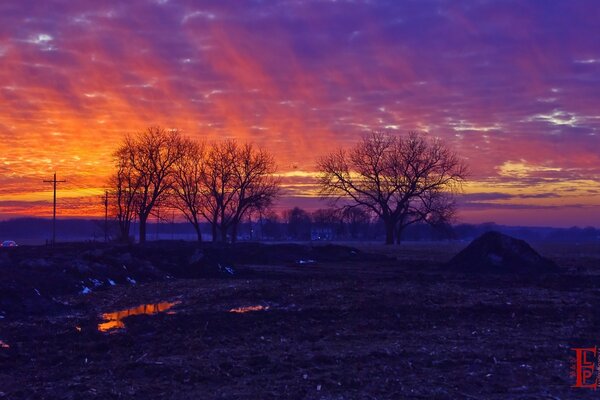 Amerika-Abende im Sonnenuntergang im Aufbruch