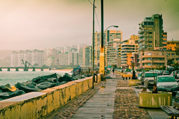 Paisaje del puerto de la ciudad americana