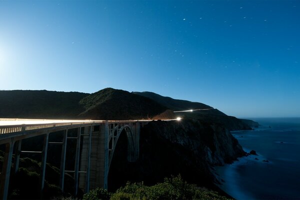 American seascape with road