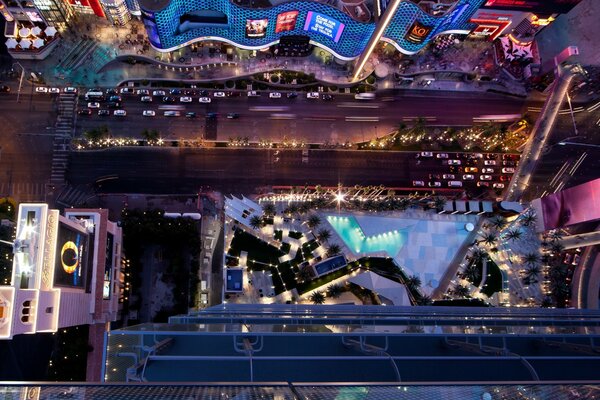 Evening top view of the American casino