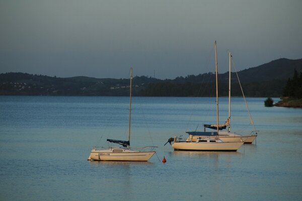 Yachts anchored in azure Bay