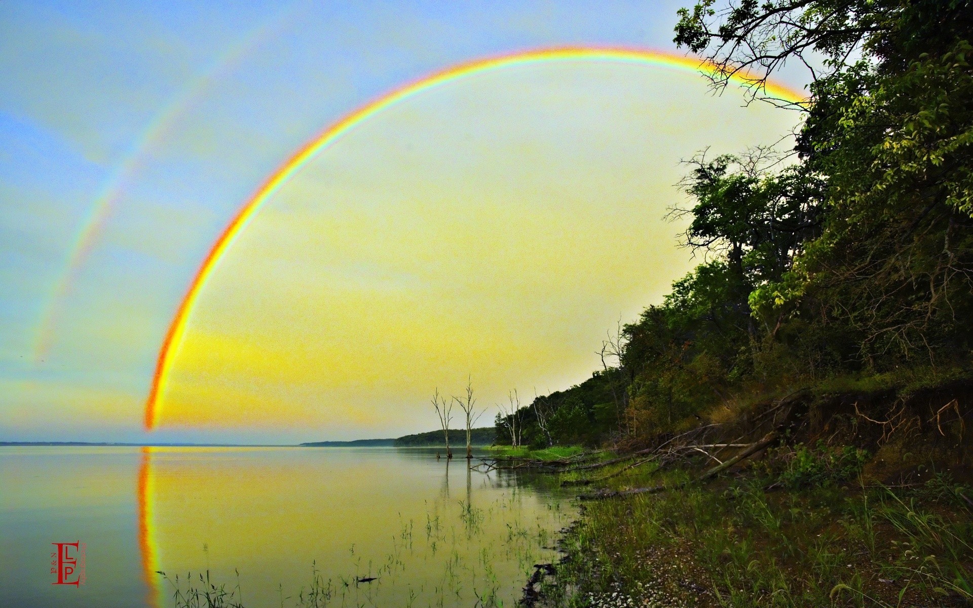 america arcobaleno paesaggio natura cielo riflessione albero colore estate scenico sole luce acqua lago bel tempo