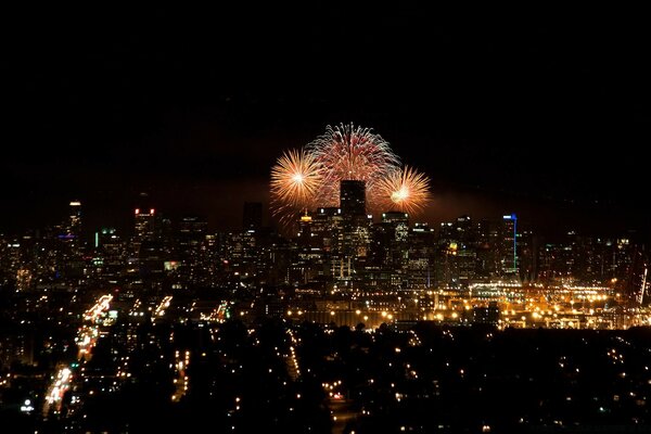 Fuegos artificiales vacaciones luz luces de la ciudad