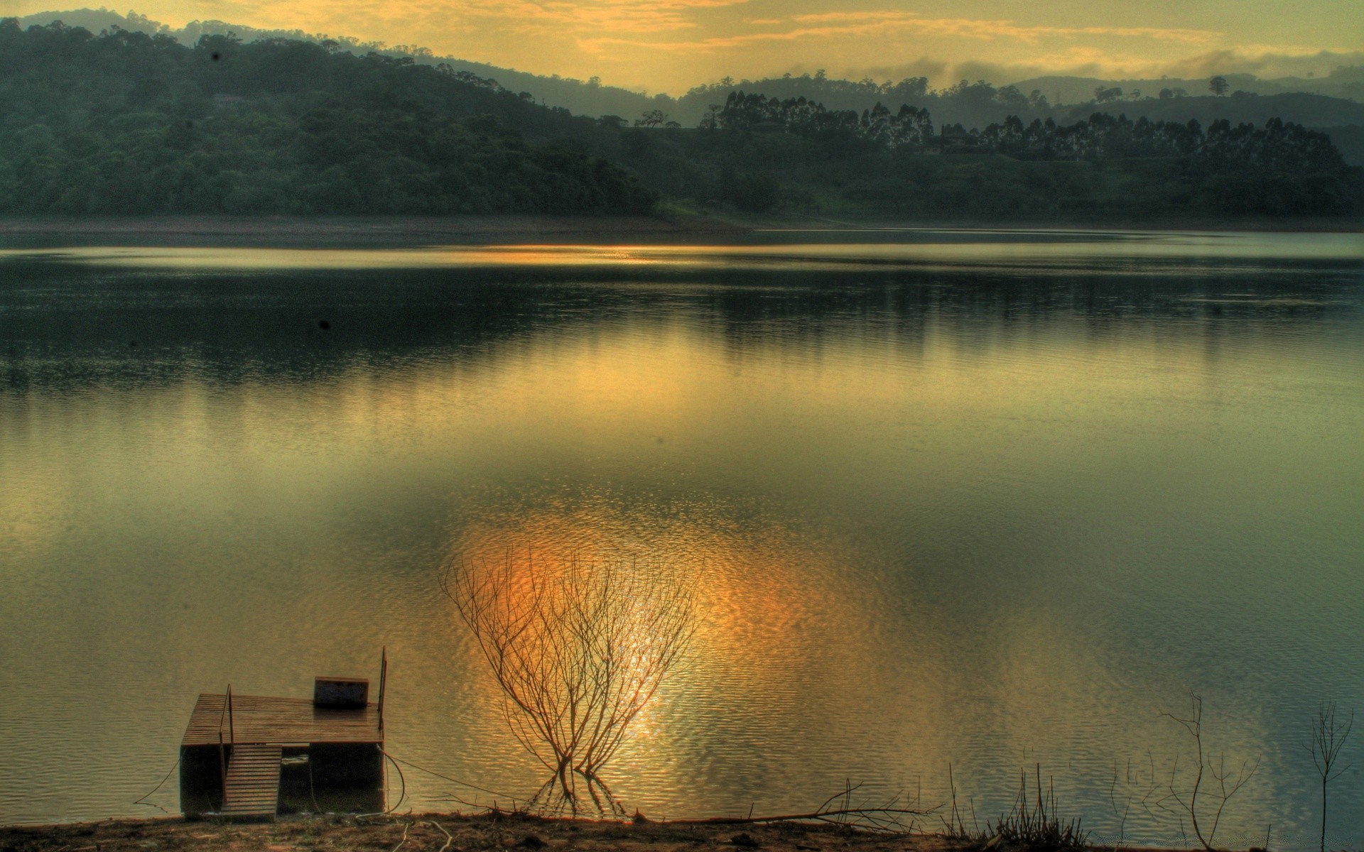 paysage eau aube lac coucher de soleil rivière réflexion paysage soir à l extérieur nature arbre ciel