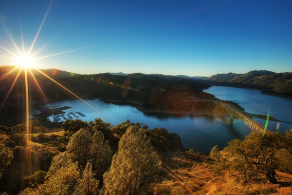 Sunrise on the autumn mountains