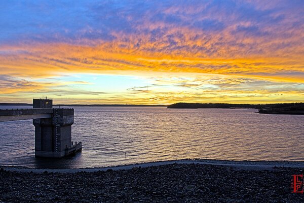 Leuchtturm, Bucht, Sonnenuntergang am Abend