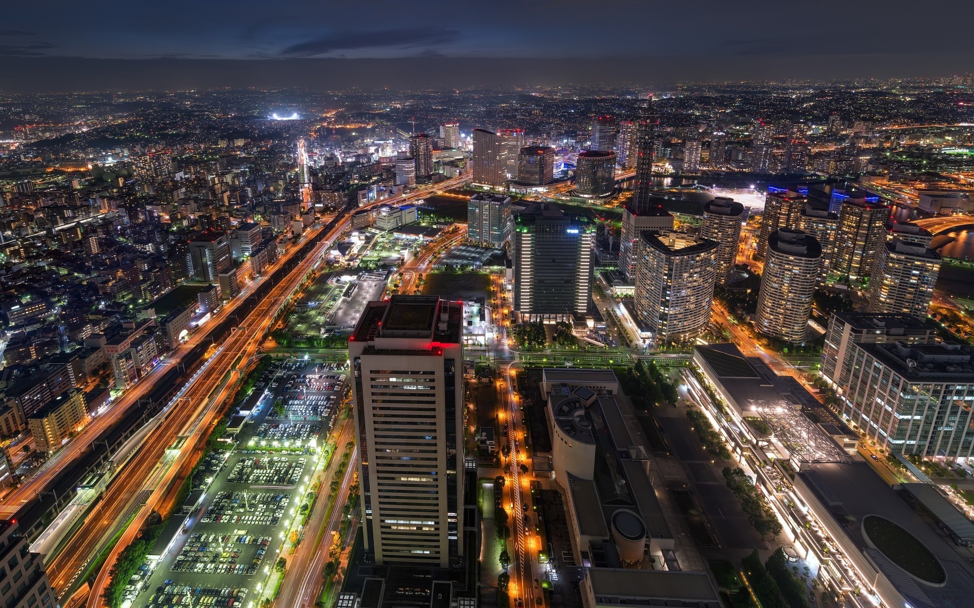 asia city cityscape skyline urban dusk travel skyscraper road traffic building architecture downtown highway evening modern transportation system aerial expressway sight business