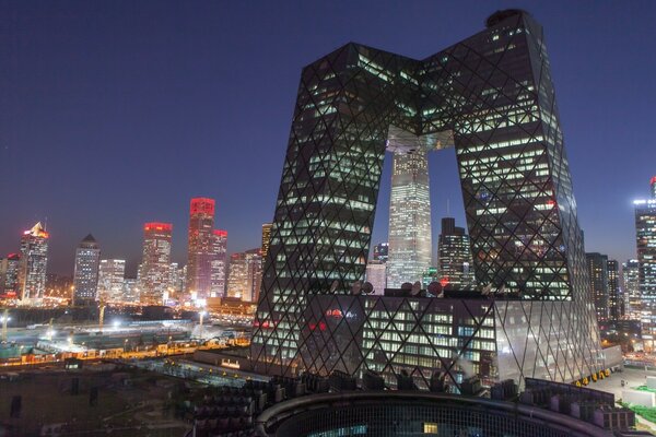 Skyscrapers against the night sky