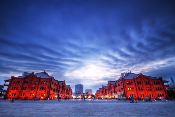 The most beautiful buildings on the background of sunset