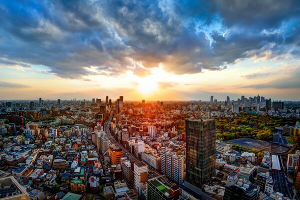 Urban landscape from a bird s-eye view