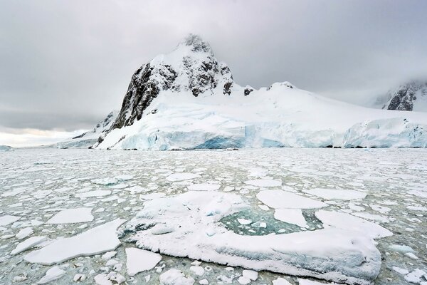 Cold gray winter in Antarctica