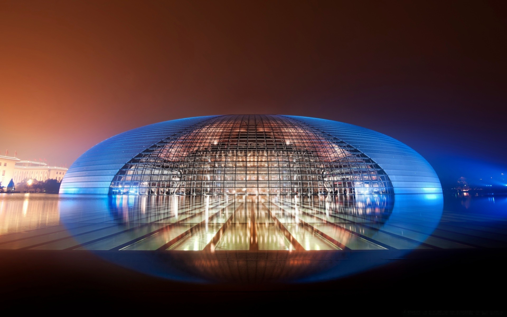 asia light technology illuminated science perspective reflection travel dusk blur ball-shaped evening architecture dark