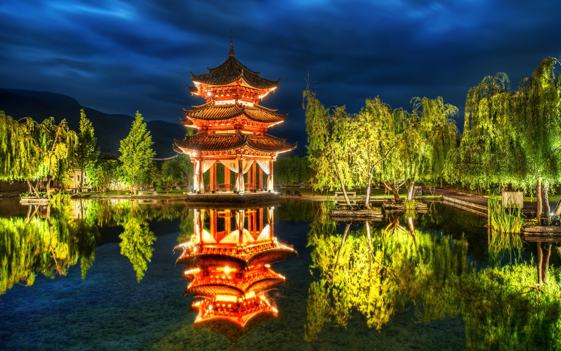 asien reflexion see reisen im freien wasser baum himmel gold park natur tempel holz schön schwimmbad architektur