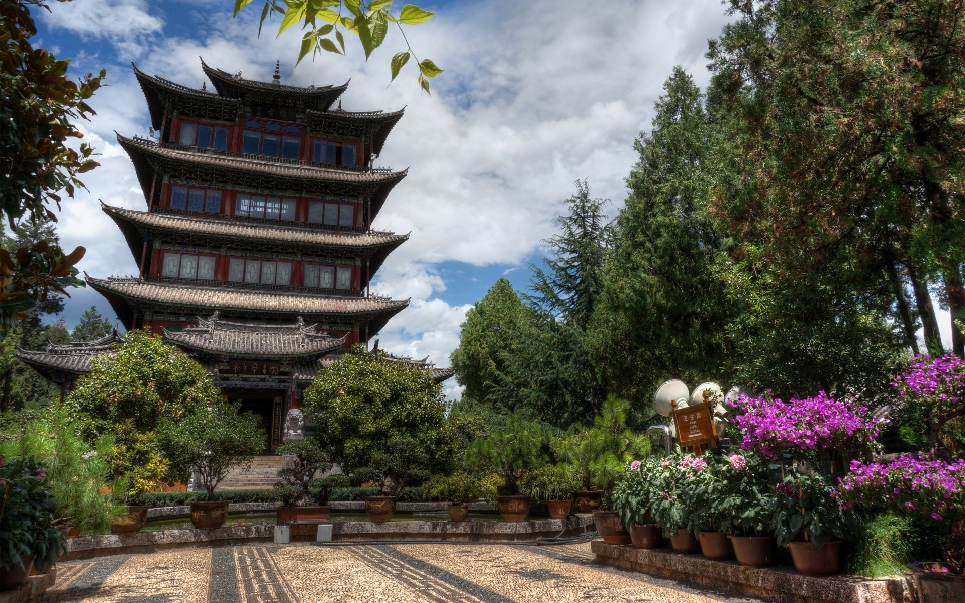 asia architecture tree building garden travel wood outdoors house park old temple