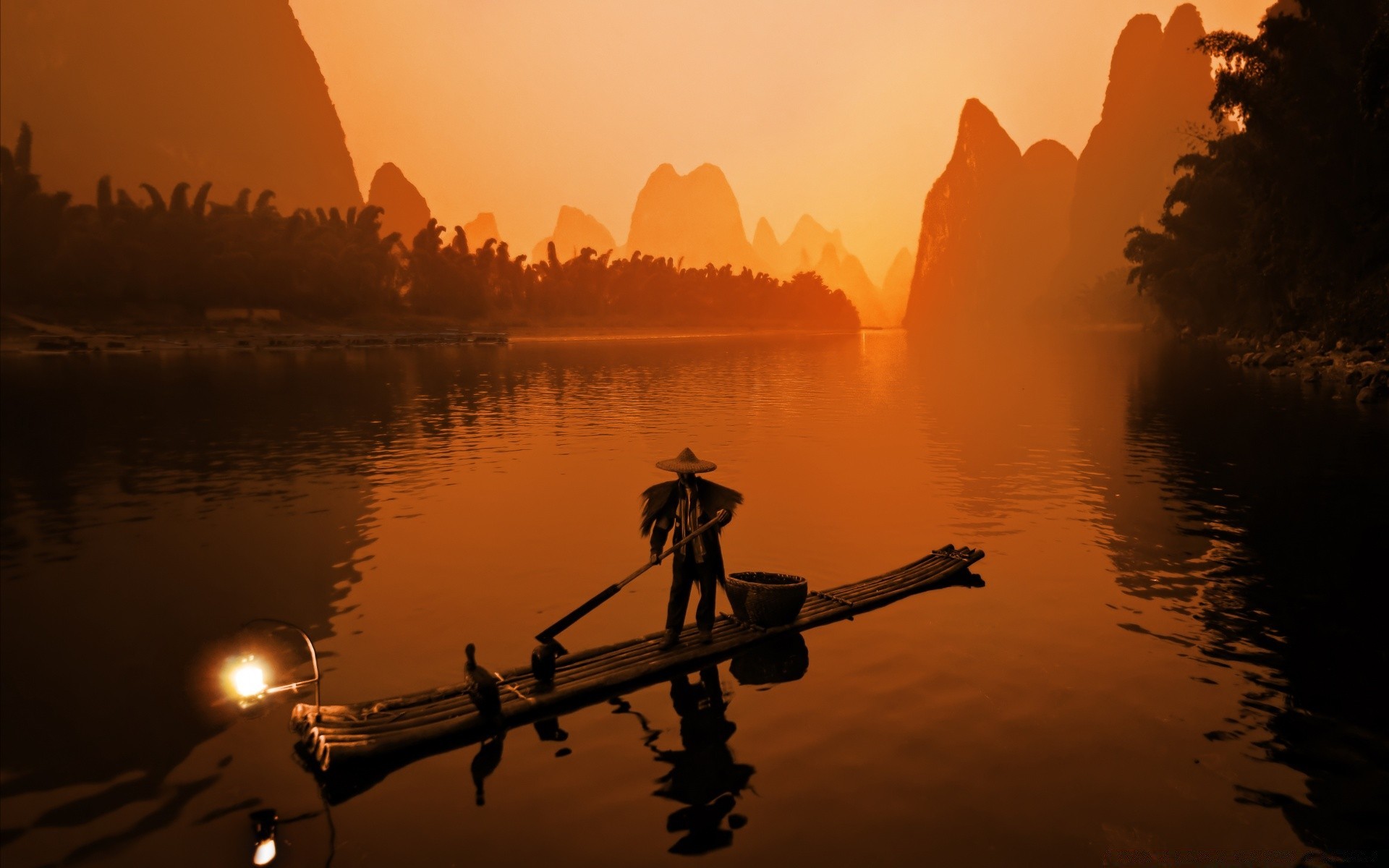 asia sunset dawn water evening reflection lake dusk backlit sun landscape river silhouette fog travel outdoors sky