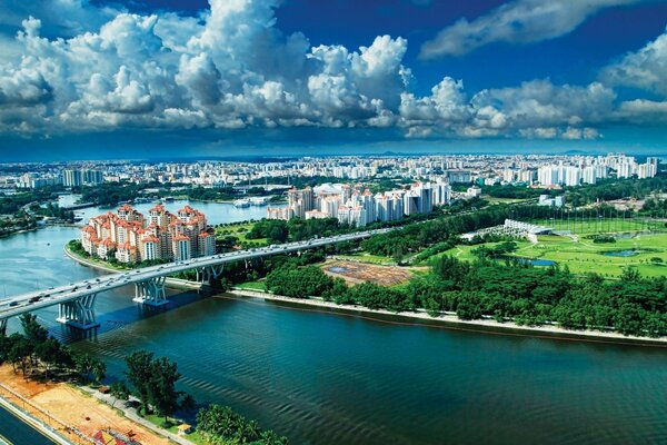 Vue aérienne de la ville asiatique