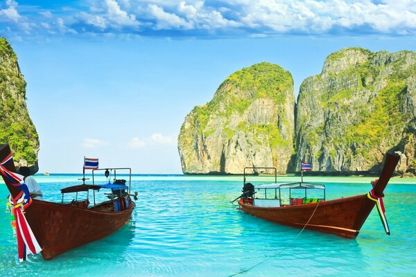 Boats on blue tropical water