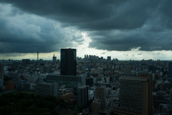 Gray city and high-rise buildings