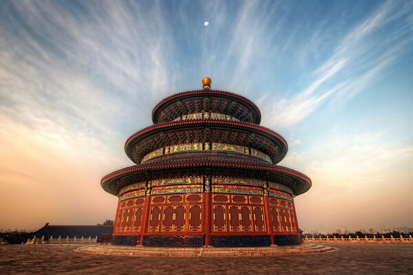 Religious landmark against the blue sky in Asia