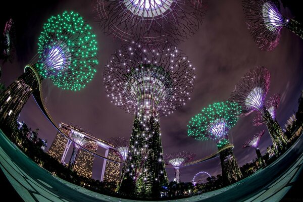 Christmas decorations of buildings in Asia