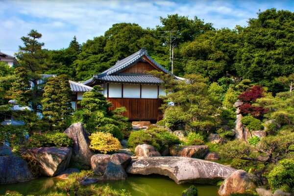 A house with a beautiful sado in Asia