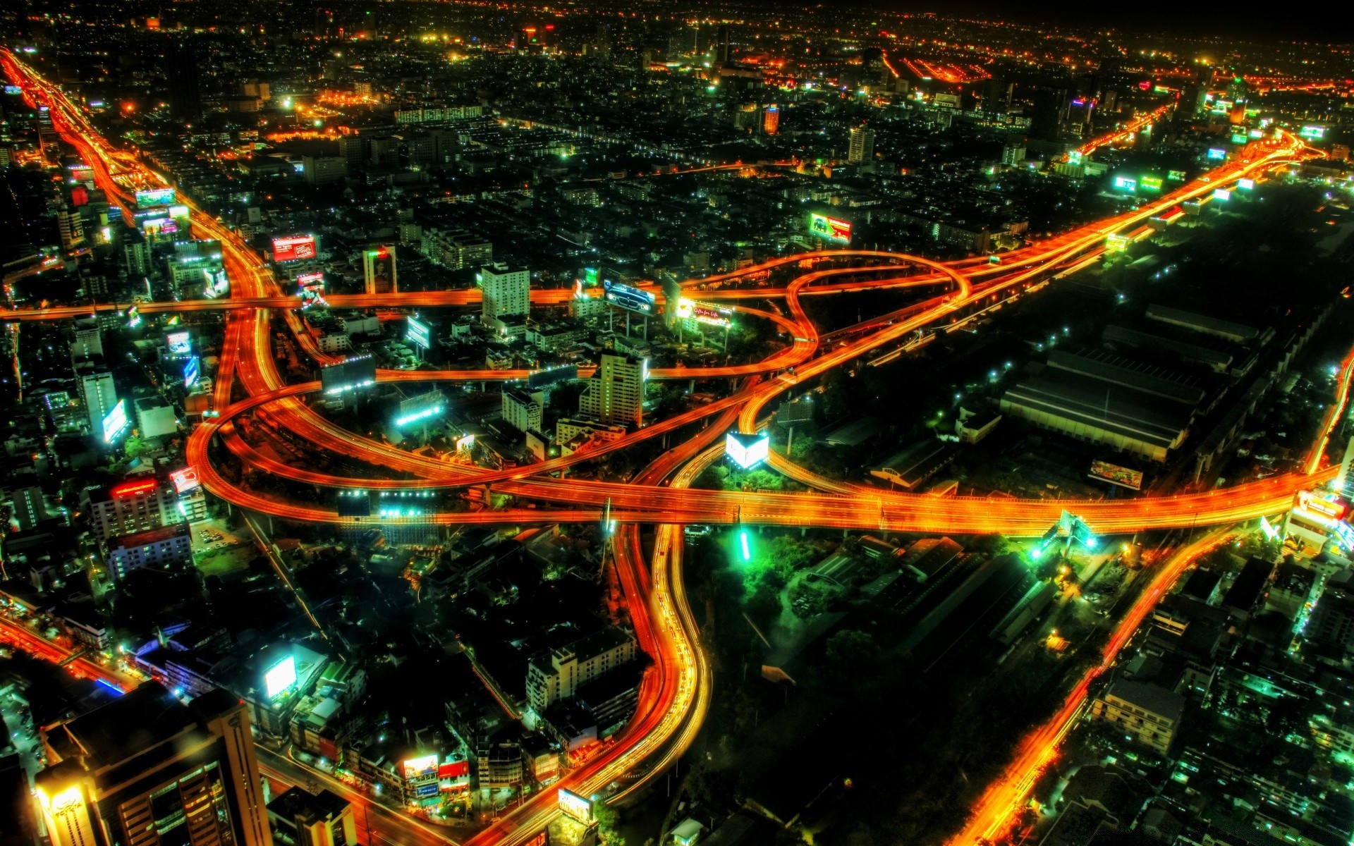 asie trafic trafic flou lumière ville soir autoroute route néon urbain crépuscule vitesse rétro-éclairé centre-ville empreinte moderne système de transport cordes