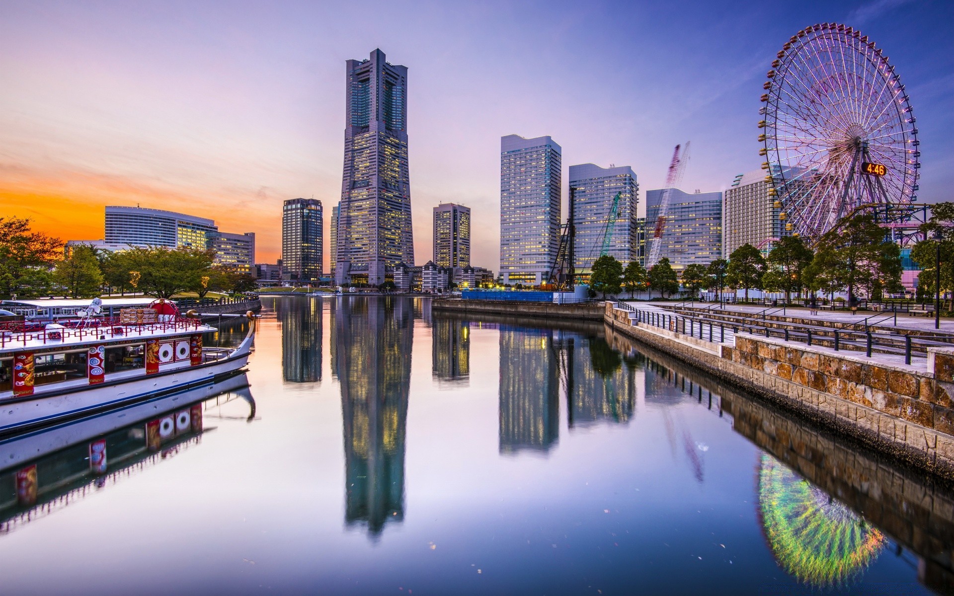 ásia ponte rio cidade arquitetura viagens água casa céu urbano ponto de interesse cidade reflexão crepúsculo skyline moderno sistema de transporte ao ar livre construção à noite