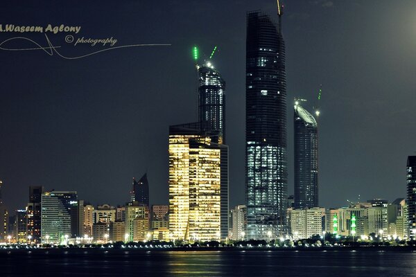 Beautiful skyscrapers in the night city