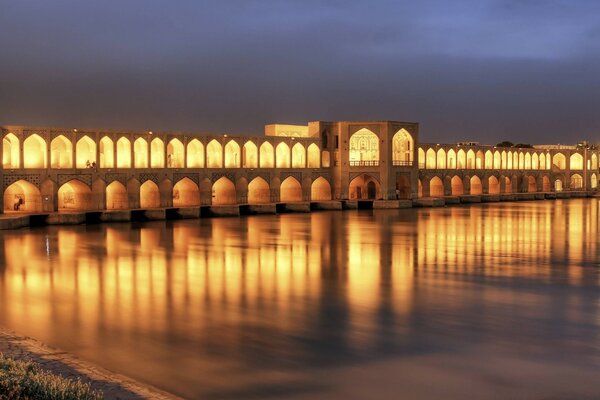 Evening reflection in the twilight of the water