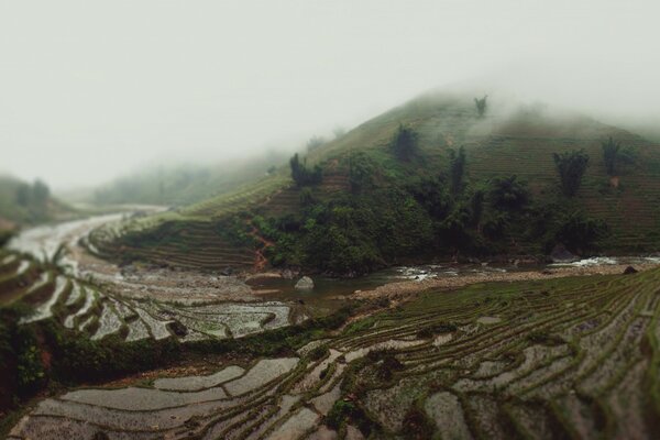 Asiatische Landschaft während der Reise