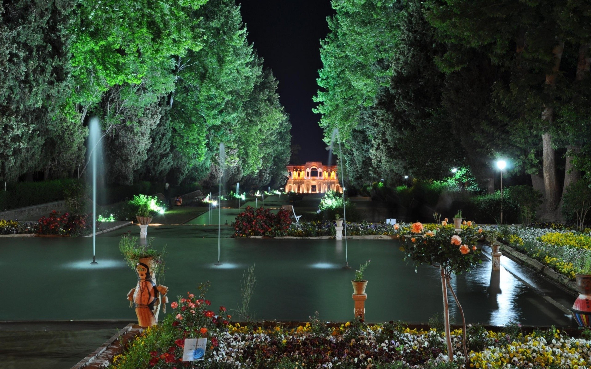 asien wasser brunnen im freien reisen garten baum blume park