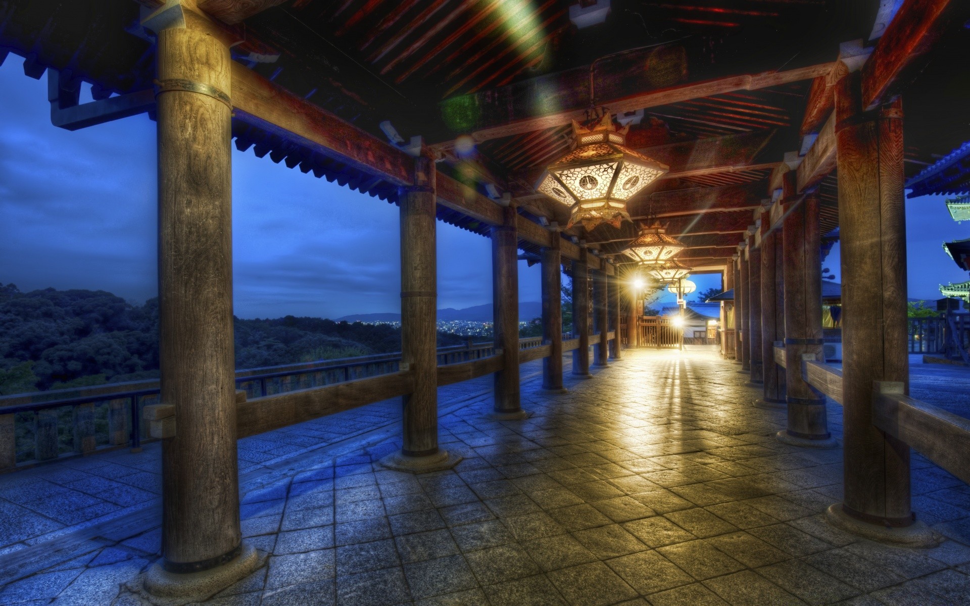 asien reisen architektur licht haus wasser im freien himmel brücke abends