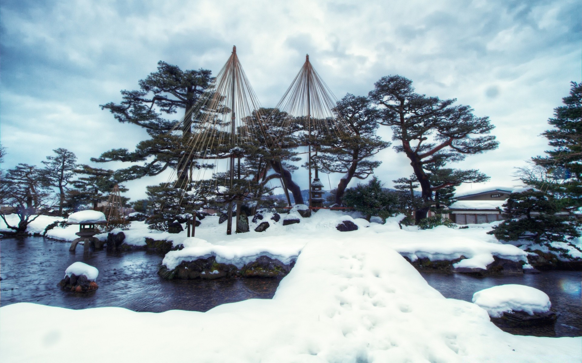 asia snow winter tree cold landscape water resort travel frozen weather wood frost ice nature scenic sky season